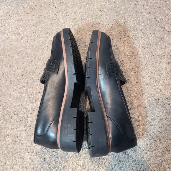 Clarks Westlynn Ayla Womens Penny Loafer Sz 7 Black Croc Leather Slip-On Shoes - Picture 7 of 10